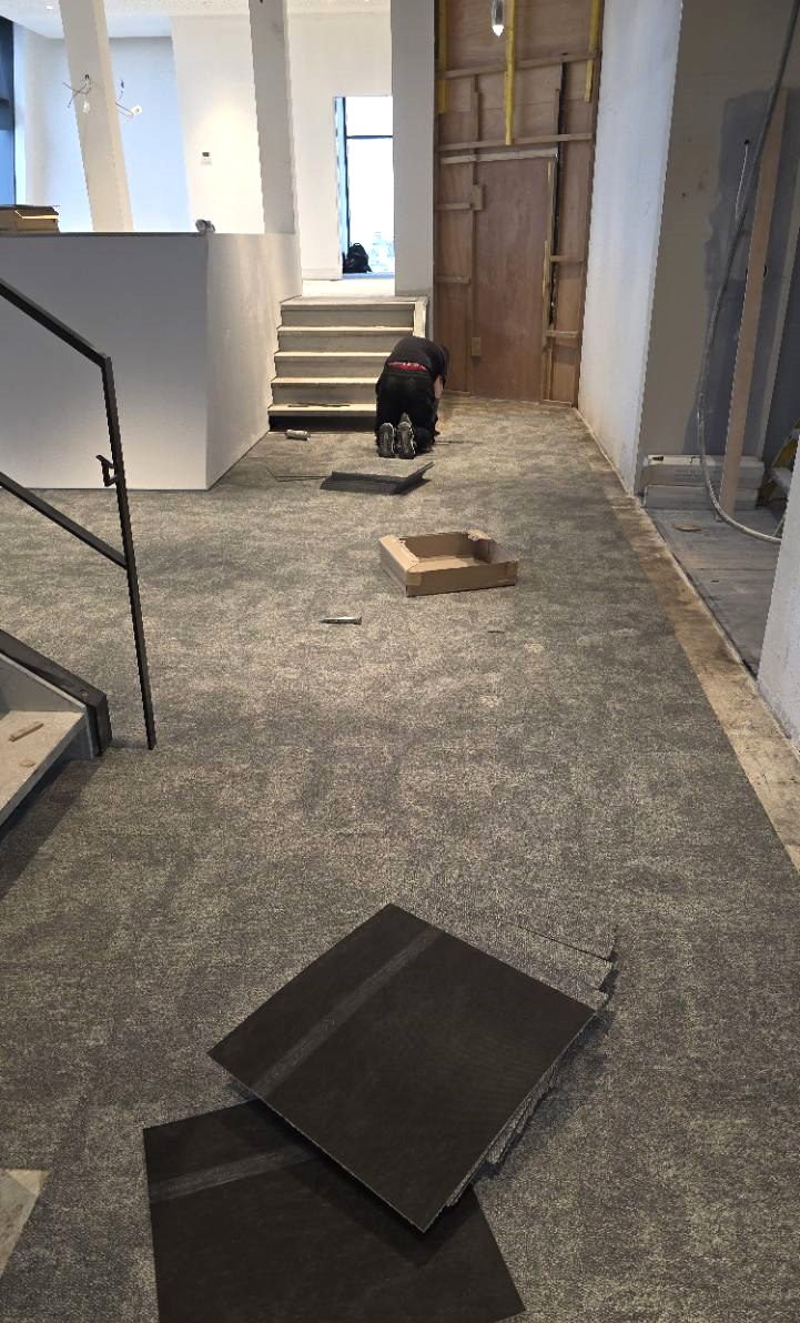 Central London carpet tiles with boarding